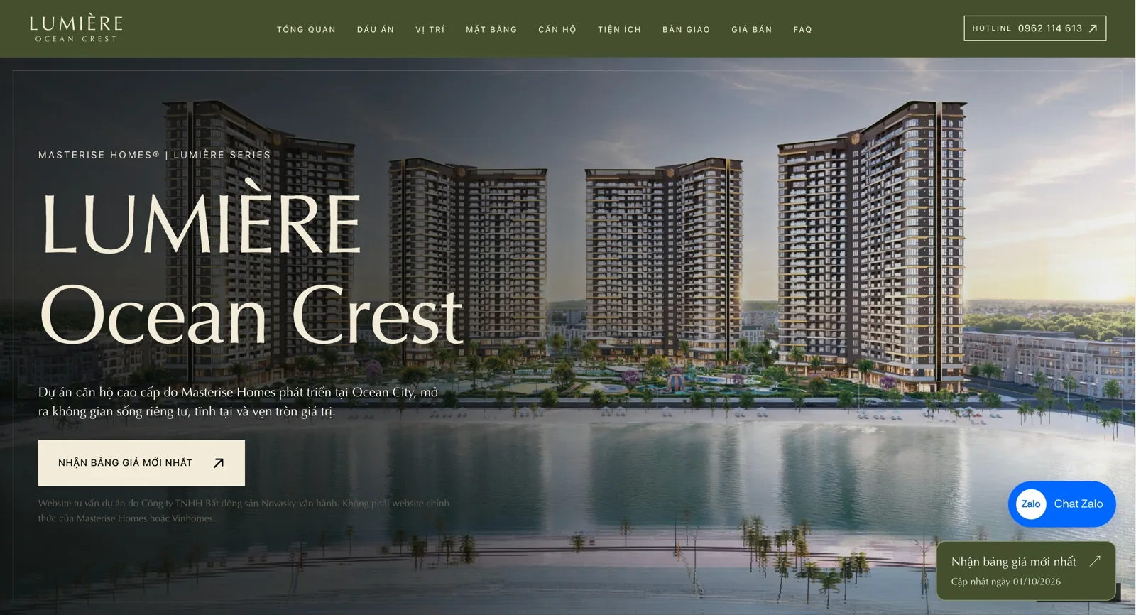 Giao diện thực tế Lumière Ocean Crest